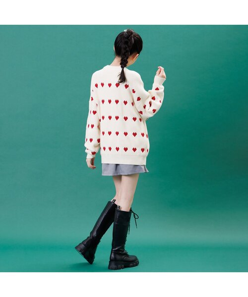 algy(アルジー)の「ハート柄BIGニット(ニット/セーター・キッズ・オフホワイト・XX-SMALL/X-SMALL/MEDIUM/SMALL)」の3枚目の写真