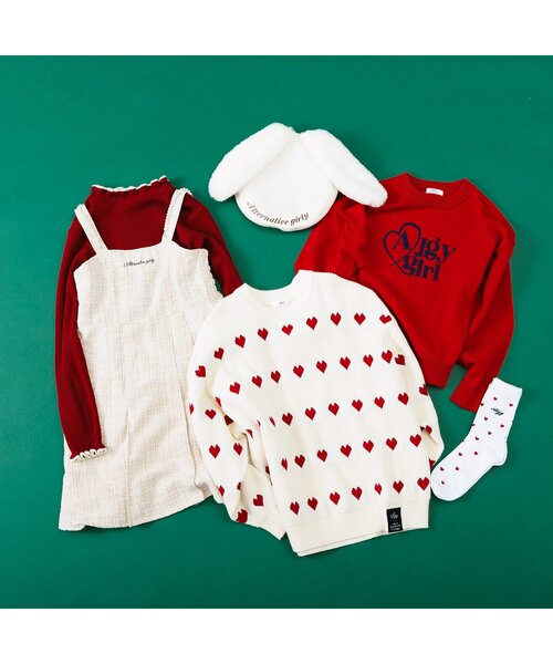 algy(アルジー)の「ハート柄BIGニット(ニット/セーター・キッズ・オフホワイト・XX-SMALL/X-SMALL/MEDIUM/SMALL)」の4枚目の写真