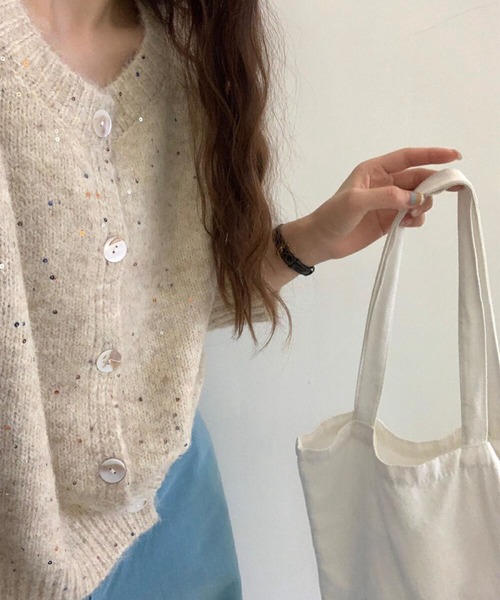 aimoha（アイモハ）の「スパンコールカーディガン（カーディガン/ボレロ・レディース・ライトベージュ/ホワイト・FREE）」の18枚目の写真