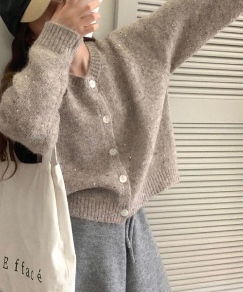 aimoha（アイモハ）の「スパンコールカーディガン（カーディガン/ボレロ・レディース・ライトベージュ/ホワイト・FREE）」の19枚目の写真