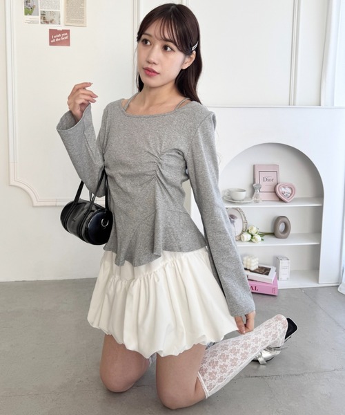 Loueme(ルエム)の「ウエストギャザーホルターネックトップス(Tシャツ/カットソー・レディース・オフホワイト/ブラック/グレー・FREE)」の20枚目の写真