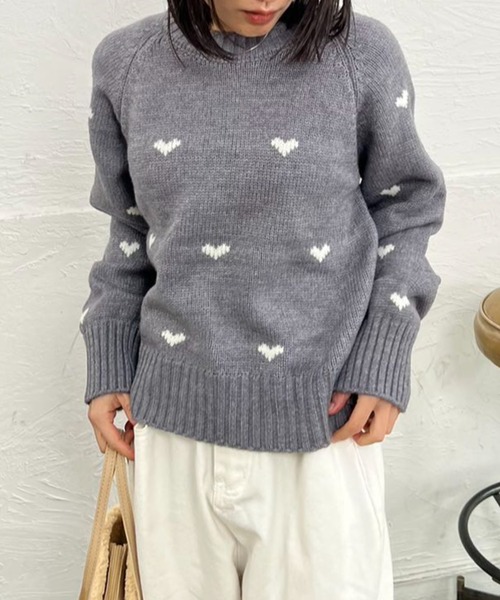 mebole(メボレ)の「ハート柄ショート丈ニット(ニット/セーター・レディース・ネイビー/イエロー/グレー/アイボリー・FREE)」の20枚目の写真
