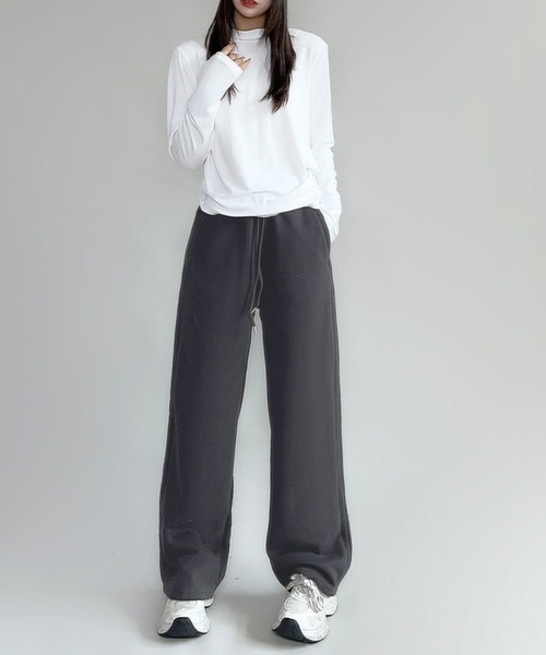 aimoha（アイモハ）の「裏起毛ワイドレッグスウェットパンツ (AW)（スウェットパンツ・レディース・ワインレッド/ダークグレー/ネイビー/ブラック/オフホワイト/パープル/オレンジ・FREE）」の17枚目の写真