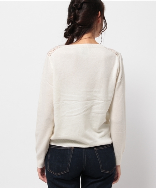 OUTLET（アウトレット）の「【DouDou】MASON/レースVネック（ニット/セーター・レディース・ピンク系その他/ネイビー/アイボリー・FREE）」の6枚目の写真