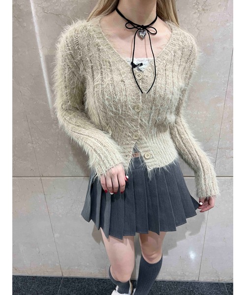 PHILLY（フィリー）の「【PHILLY】シャギーVネックカーディガン（カーディガン/ボレロ・レディース・ブラウン/ブラック/ベージュ・FREE）」の20枚目の写真