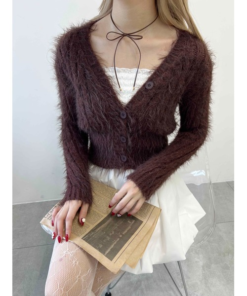 PHILLY（フィリー）の「【PHILLY】シャギーVネックカーディガン（カーディガン/ボレロ・レディース・ブラウン/ブラック/ベージュ・FREE）」の22枚目の写真