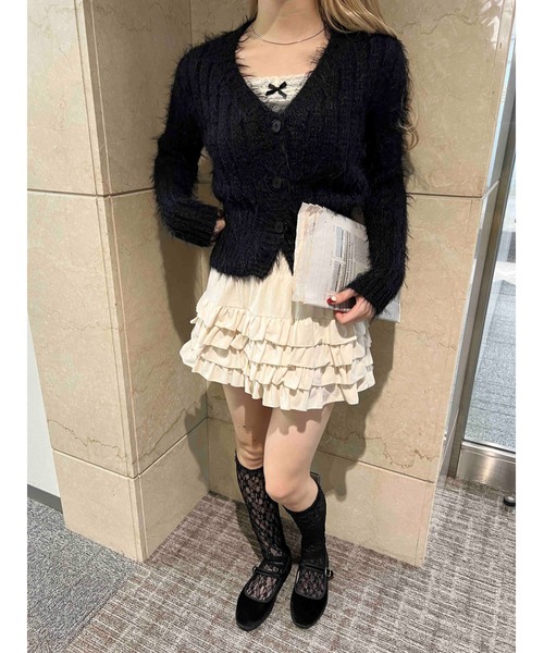 PHILLY（フィリー）の「【PHILLY】シャギーVネックカーディガン（カーディガン/ボレロ・レディース・ブラウン/ブラック/ベージュ・FREE）」の7枚目の写真