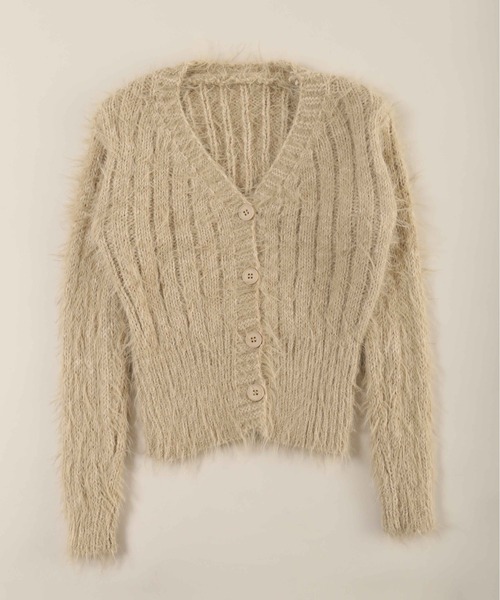 PHILLY（フィリー）の「【PHILLY】シャギーVネックカーディガン（カーディガン/ボレロ・レディース・ブラウン/ブラック/ベージュ・FREE）」の12枚目の写真