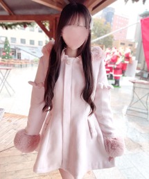 【もえにゃちゃんコラボ】袖フリルビジュー付きロングコート