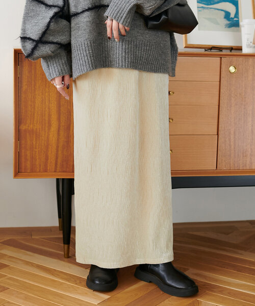 細見えを叶える！】ベロアプリーツナロースカート（スカート