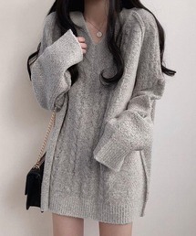 Nia | Nia(ニア)/ケーブル編み Vネックミニニットワンピース(ニット/セーター)