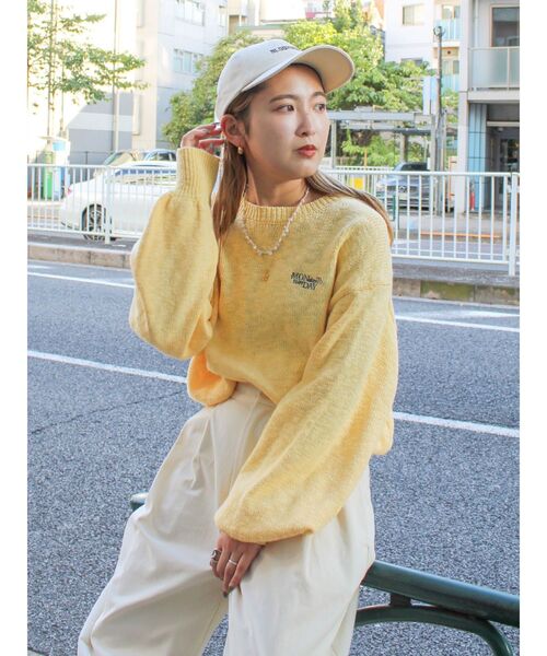 Ungrid(アングリッド)の「【WEB限定】エンブロイダリーコットン混スラブニット(ニット/セーター・レディース・ピンク/グレー/ネイビー/イエロー・FREE)」の17枚目の写真