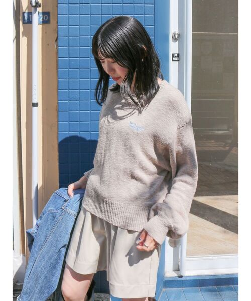 Ungrid(アングリッド)の「【WEB限定】エンブロイダリーコットン混スラブニット(ニット/セーター・レディース・ピンク/グレー/ネイビー/イエロー・FREE)」の13枚目の写真