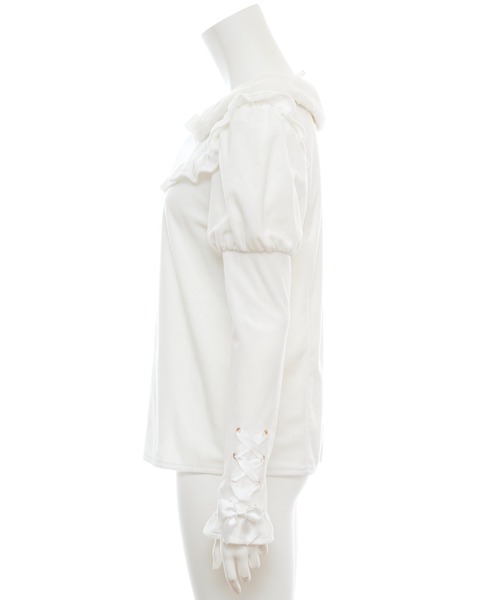 Secret Honey(シークレットハニー)の「ファーティペット付ベロアトップス(Tシャツ/カットソー・レディース・ブルー/オフホワイト/ピンク・FREE)」の10枚目の写真