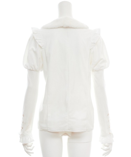 Secret Honey(シークレットハニー)の「ファーティペット付ベロアトップス(Tシャツ/カットソー・レディース・ブルー/オフホワイト/ピンク・FREE)」の11枚目の写真