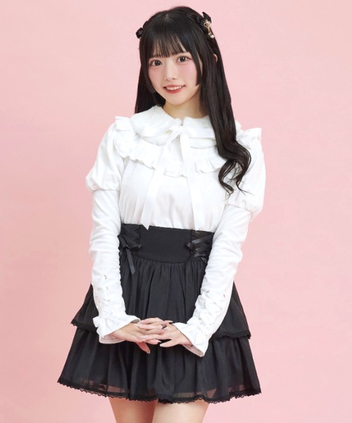 Secret Honey(シークレットハニー)の「ファーティペット付ベロアトップス(Tシャツ/カットソー・レディース・ブルー/オフホワイト/ピンク・FREE)」の5枚目の写真