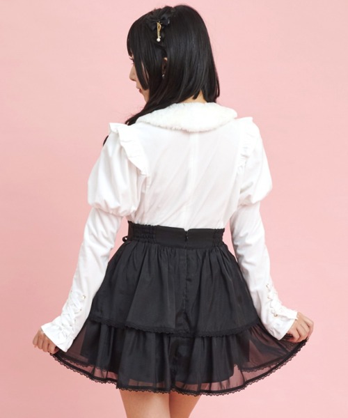 Secret Honey(シークレットハニー)の「ファーティペット付ベロアトップス(Tシャツ/カットソー・レディース・ブルー/オフホワイト/ピンク・FREE)」の6枚目の写真