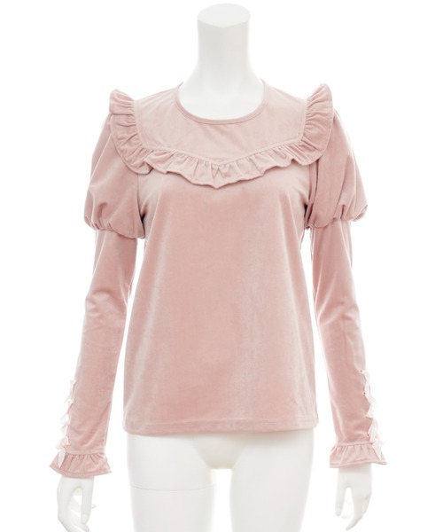 Secret Honey(シークレットハニー)の「ファーティペット付ベロアトップス(Tシャツ/カットソー・レディース・ブルー/オフホワイト/ピンク・FREE)」の17枚目の写真