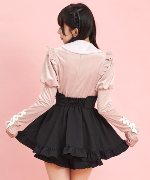 Secret Honey(シークレットハニー)の「ファーティペット付ベロアトップス(Tシャツ/カットソー・レディース・ブルー/オフホワイト/ピンク・FREE)」の15枚目の写真