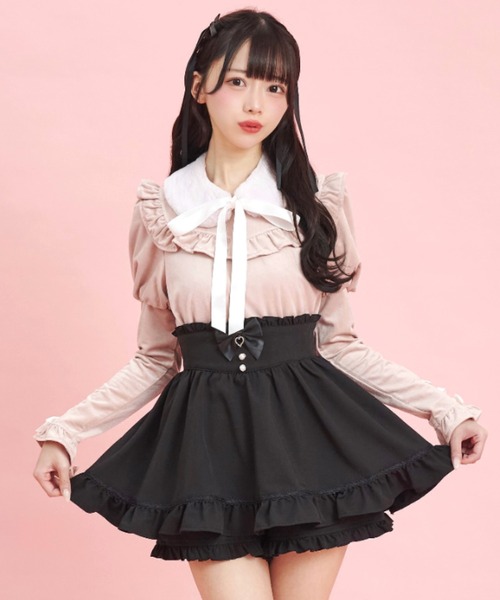 Secret Honey(シークレットハニー)の「ファーティペット付ベロアトップス(Tシャツ/カットソー・レディース・ブルー/オフホワイト/ピンク・FREE)」の14枚目の写真