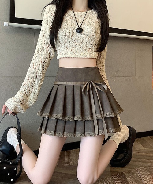 未使用タグ付きプリーツスカート セール】ベルト付き プリーツミニスカート（スカート）｜Sibra