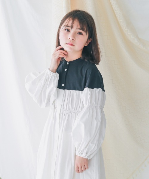 NHT/エヌエイチティー 配色ギャザーワンピース（ワンピース）｜NHT（エヌエイチティー） 5,013円