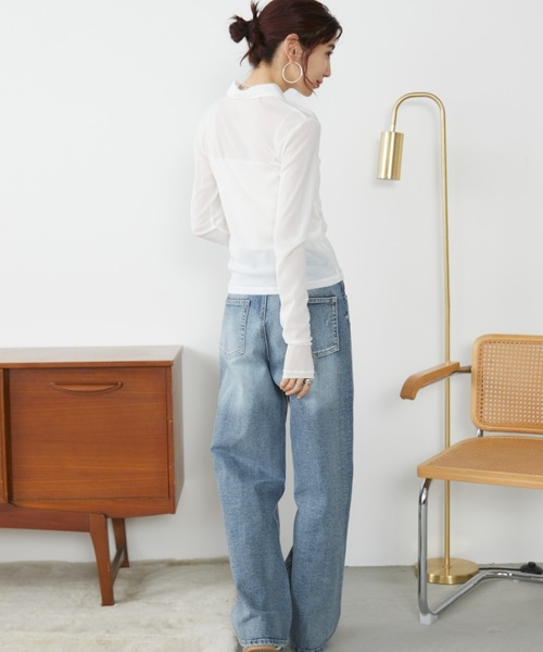 Auntie Rosa Holiday(アンティローザホリデー)の「パワーメッシュシアーポロトップス(Tシャツ/カットソー・レディース・チャコールグレー/ネイビー/オフホワイト・FREE)」の11枚目の写真