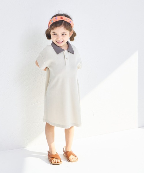 pairmanon（ペアマノン）の「【ふんわりワッフル】【リンクコーデ】ポロ風ワンピース（ワンピース・キッズ・ライトベージュ/ブラック/ホワイト系その他/ホワイト系その他2/ブラック系その他・120/130/90/100/140/110/150）」の8枚目の写真
