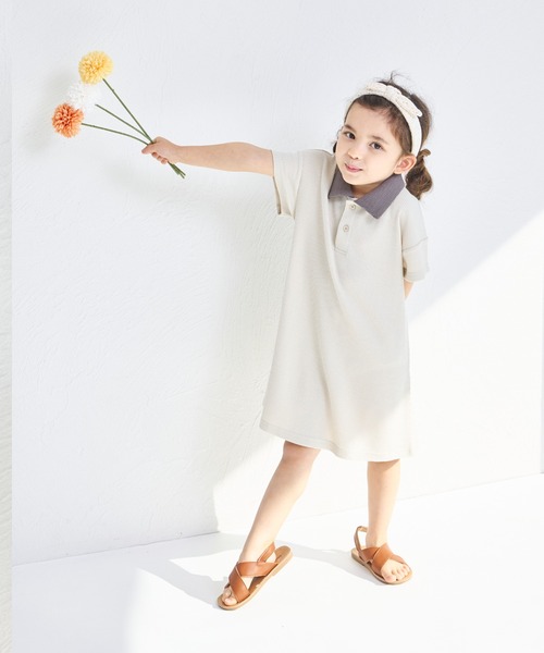 pairmanon（ペアマノン）の「【ふんわりワッフル】【リンクコーデ】ポロ風ワンピース（ワンピース・キッズ・ライトベージュ/ブラック/ホワイト系その他/ホワイト系その他2/ブラック系その他・120/130/90/100/140/110/150）」の9枚目の写真