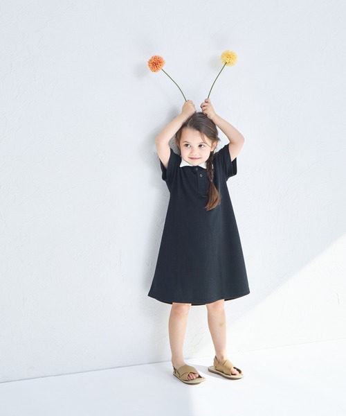 pairmanon（ペアマノン）の「【ふんわりワッフル】【リンクコーデ】ポロ風ワンピース（ワンピース・キッズ・ライトベージュ/ブラック/ホワイト系その他/ホワイト系その他2/ブラック系その他・120/130/90/100/140/110/150）」の14枚目の写真