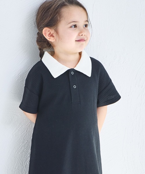 pairmanon（ペアマノン）の「【ふんわりワッフル】【リンクコーデ】ポロ風ワンピース（ワンピース・キッズ・ライトベージュ/ブラック/ホワイト系その他/ホワイト系その他2/ブラック系その他・120/130/90/100/140/110/150）」の15枚目の写真