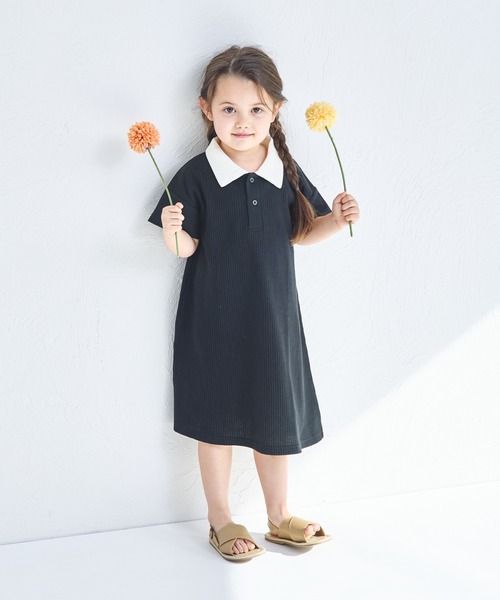 pairmanon（ペアマノン）の「【ふんわりワッフル】【リンクコーデ】ポロ風ワンピース（ワンピース・キッズ・ライトベージュ/ブラック/ホワイト系その他/ホワイト系その他2/ブラック系その他・120/130/90/100/140/110/150）」の16枚目の写真