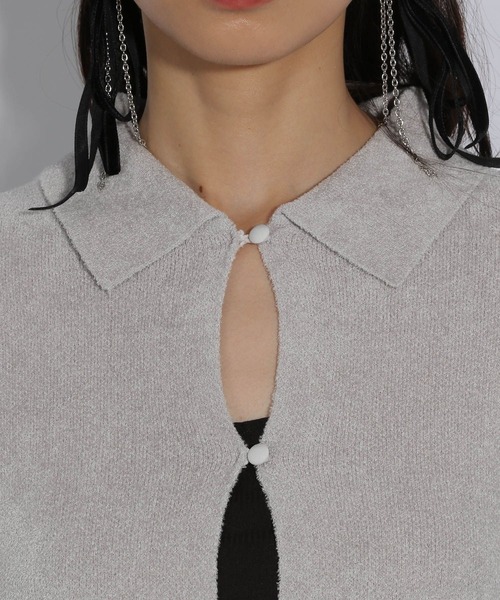 HARE（ハレ）の「アミジキリカエタイトニットカーディガン(HARE)（ニット/セーター・レディース・ブラック/グレー・FREE）」の10枚目の写真