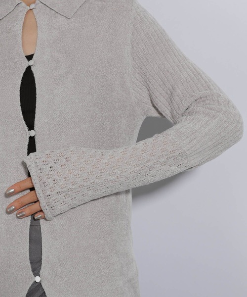 HARE（ハレ）の「アミジキリカエタイトニットカーディガン(HARE)（ニット/セーター・レディース・ブラック/グレー・FREE）」の12枚目の写真