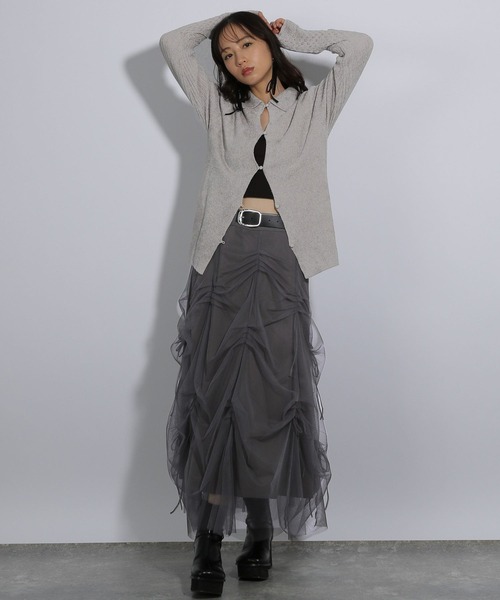 HARE（ハレ）の「アミジキリカエタイトニットカーディガン(HARE)（ニット/セーター・レディース・ブラック/グレー・FREE）」の20枚目の写真