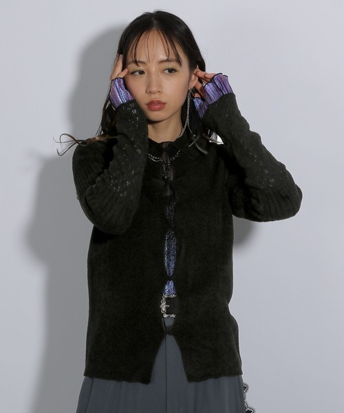 HARE（ハレ）の「アミジキリカエタイトニットカーディガン(HARE)（ニット/セーター・レディース・ブラック/グレー・FREE）」の21枚目の写真