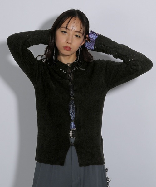 HARE（ハレ）の「アミジキリカエタイトニットカーディガン(HARE)（ニット/セーター・レディース・ブラック/グレー・FREE）」の16枚目の写真