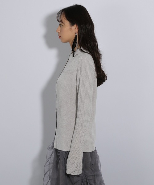 HARE（ハレ）の「アミジキリカエタイトニットカーディガン(HARE)（ニット/セーター・レディース・ブラック/グレー・FREE）」の8枚目の写真