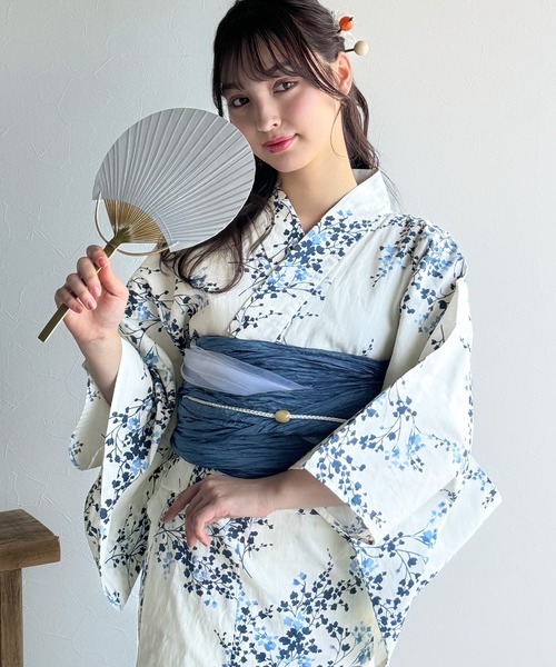 セール】浴衣2点セット。クラシカルモダンな滝流れ浴衣（滝流れ浴衣