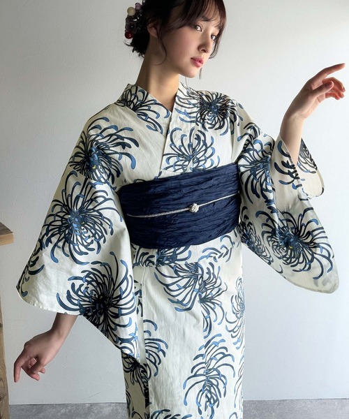 セール】浴衣2点セット。クラシカルモダンな滝流れ浴衣（滝流れ