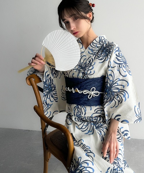 セール】浴衣2点セット。クラシカルモダンな滝流れ浴衣（滝流れ浴衣