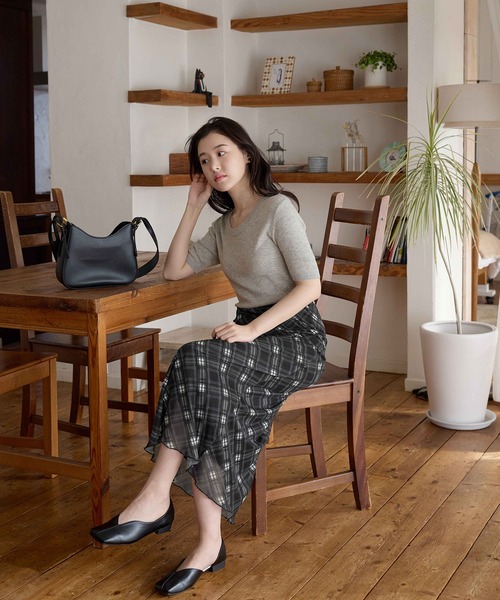 CHAN ME(チャンミ)の「チュールチェック柄スカート(スカート・レディース・グリーン/ネイビー/ブラック・SMALL/MEDIUM/LARGE/X-LARGE)」の7枚目の写真