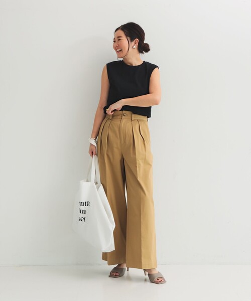 ATON（エイトン）の「【別注】ATON / DRY COTTON JERSEY タンクトップ（Tシャツ/カットソー・レディース・ブラック/ベージュ/レッド・ONE SIZE）」の5枚目の写真