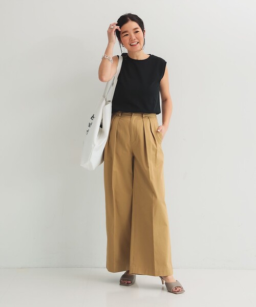 ATON（エイトン）の「【別注】ATON / DRY COTTON JERSEY タンクトップ（Tシャツ/カットソー・レディース・ブラック/ベージュ/レッド・ONE SIZE）」の7枚目の写真