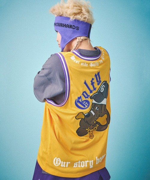 GALFY(ガルフィー)の「【GALFY/ガルフィー】ウェッサイ成金ユニフォーム(タンクトップ・メンズ・ブラック/ブルー/マスタード・L/XL)」の3枚目の写真