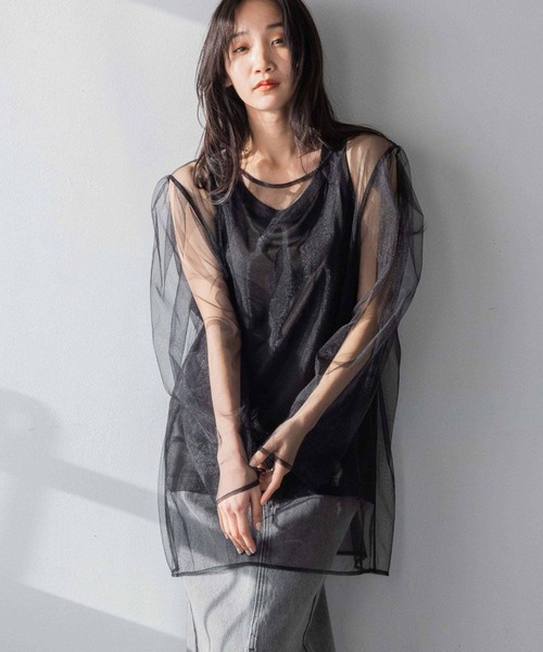 LOWRYS FARM（ローリーズファーム）の「サテンノースリーブ　291340（タンクトップ・レディース・アイボリー/ブラック・FREE）」の8枚目の写真