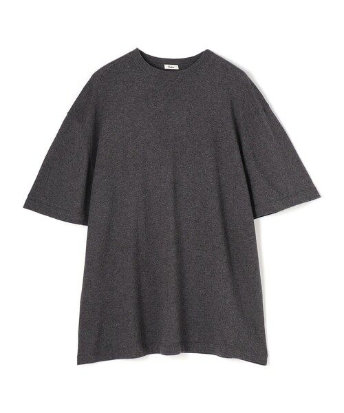 EDITION(エディション)の「コットンカシミヤ ハーフスリーブトップス(Tシャツ/カットソー・メンズ・ブラック/チャコールグレー・L/M/S)」の1枚目の写真