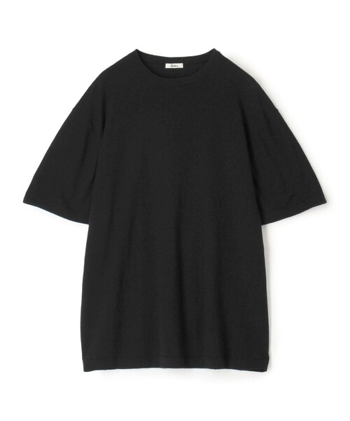 EDITION(エディション)の「コットンカシミヤ ハーフスリーブトップス(Tシャツ/カットソー・メンズ・ブラック/チャコールグレー・L/M/S)」の2枚目の写真