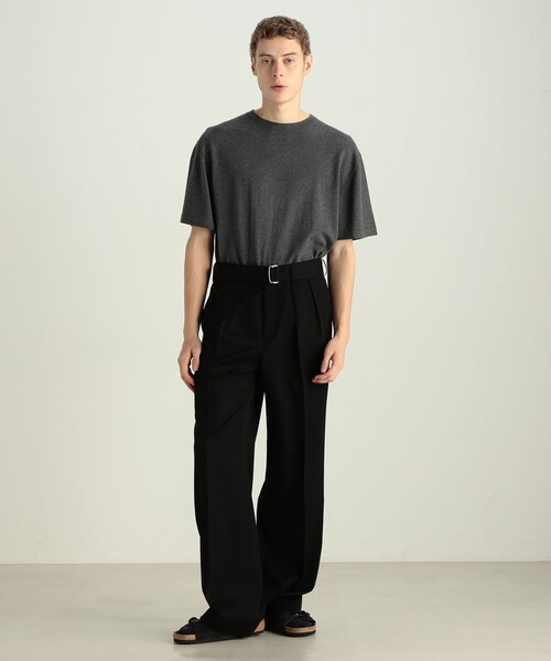 EDITION(エディション)の「コットンカシミヤ ハーフスリーブトップス(Tシャツ/カットソー・メンズ・ブラック/チャコールグレー・L/M/S)」の3枚目の写真