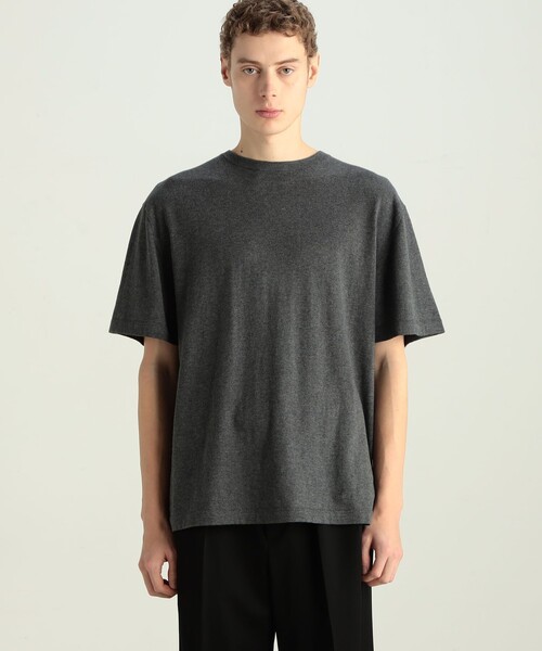 EDITION(エディション)の「コットンカシミヤ ハーフスリーブトップス(Tシャツ/カットソー・メンズ・ブラック/チャコールグレー・L/M/S)」の5枚目の写真